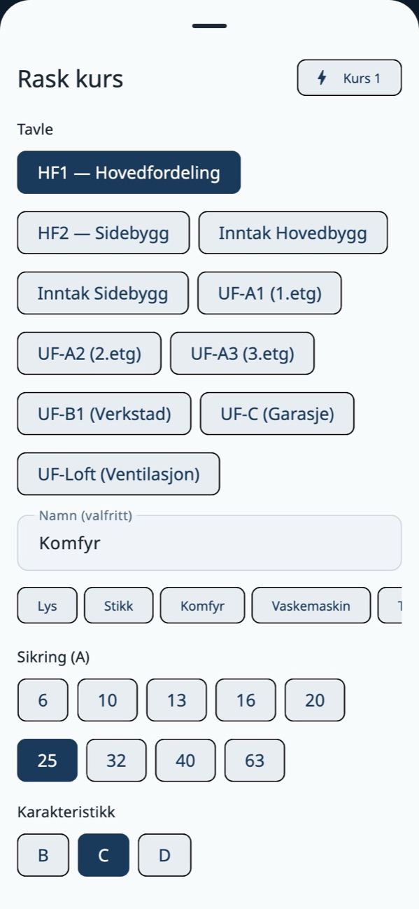 Rask kurs framfor tavla